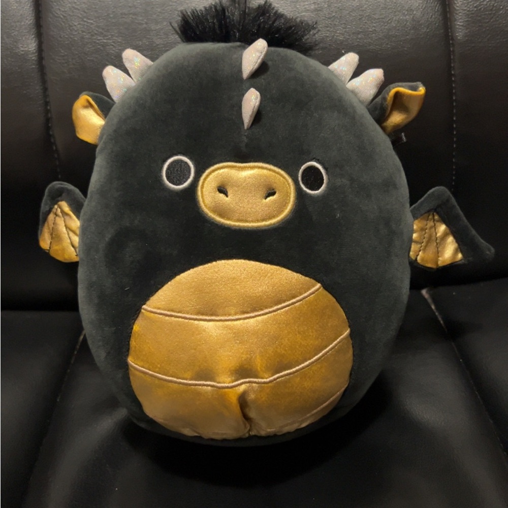 Squishmallows Black and Gold Dragon Plush